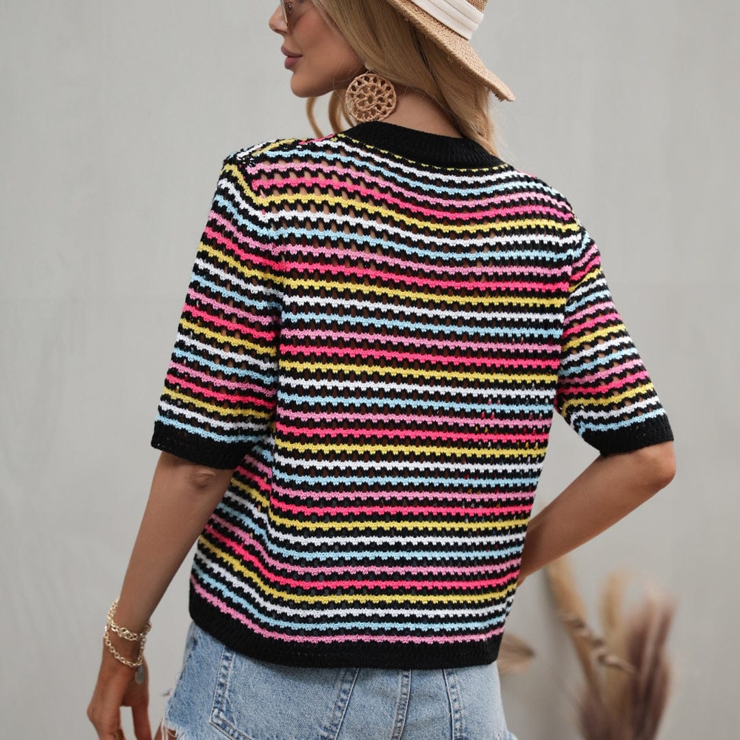 Isabella Colorful Striped Crochet Top