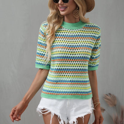 Isabella Colorful Striped Crochet Top