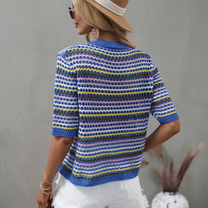 Isabella Colorful Striped Crochet Top