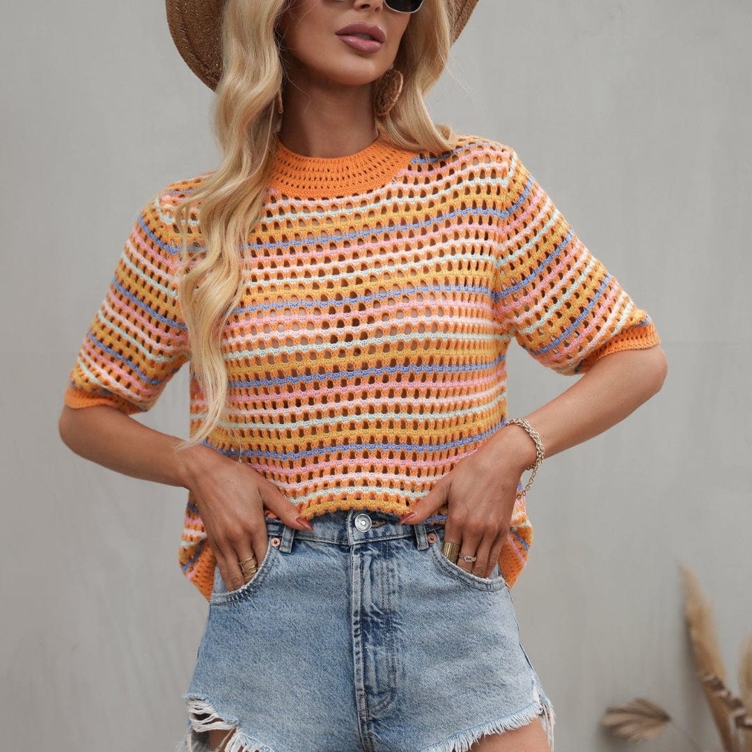 Isabella Colorful Striped Crochet Top