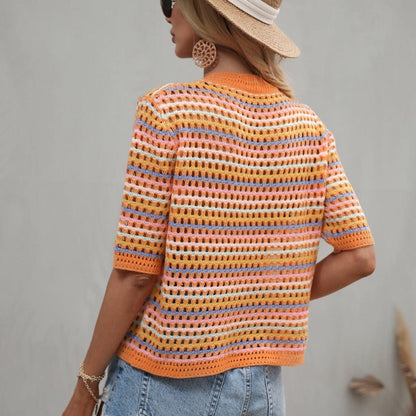 Isabella Colorful Striped Crochet Top