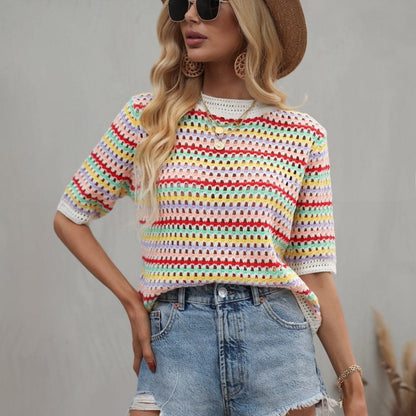 Isabella Colorful Striped Crochet Top