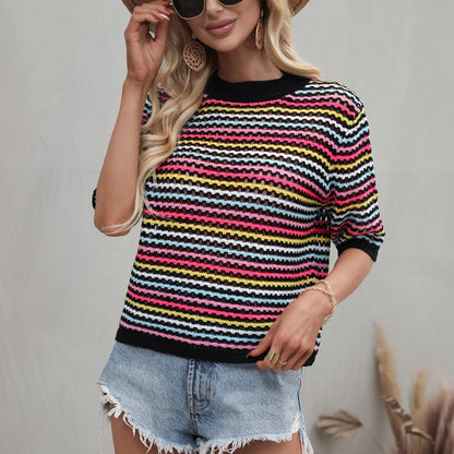 Isabella Colorful Striped Crochet Top