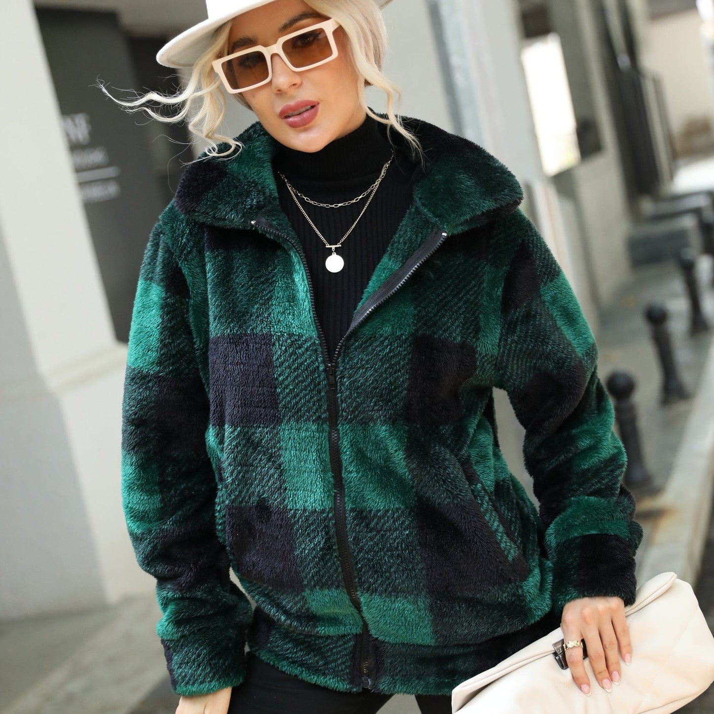 Léa Plaid Fleece Coat