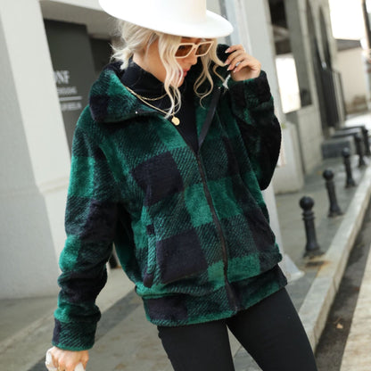 Léa Plaid Fleece Coat