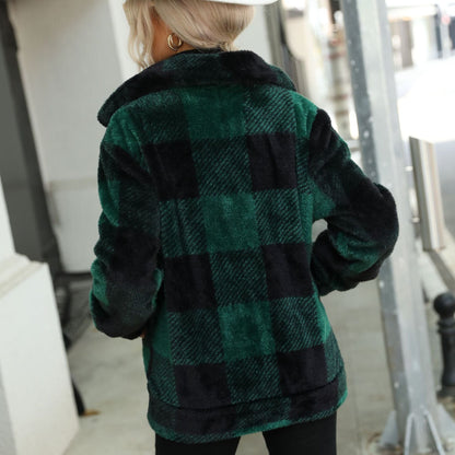 Léa Plaid Fleece Coat