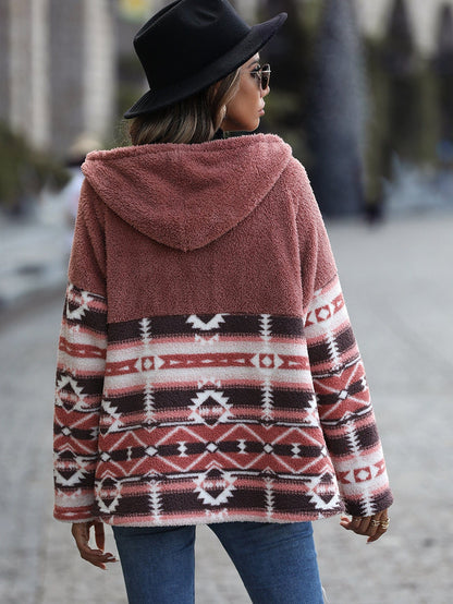 Margaux Aztec Plush Hooded Coat