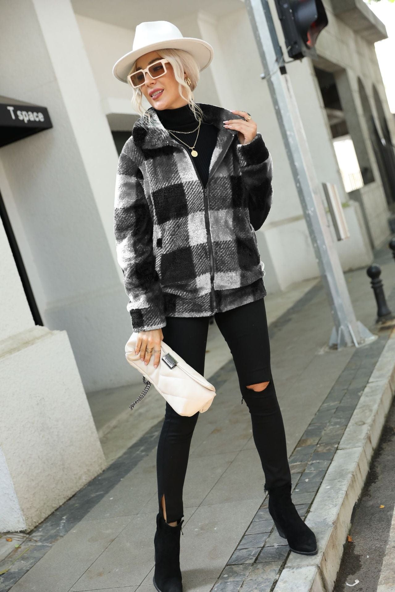 Léa Plaid Fleece Coat