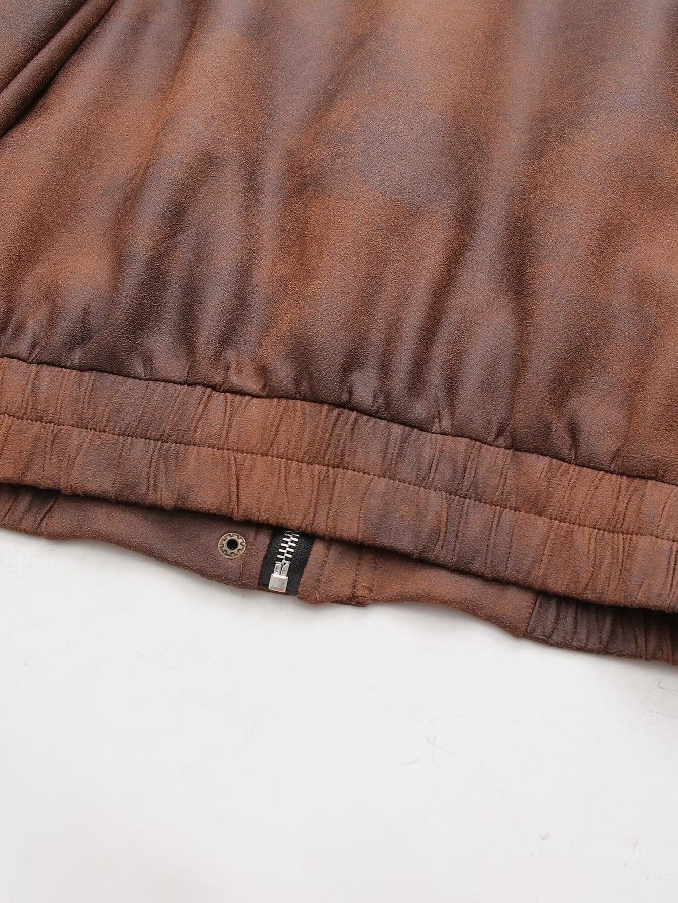 Faux Leather Bomber Jacket In Brown