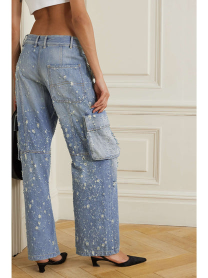 Frayed Denim Overalls