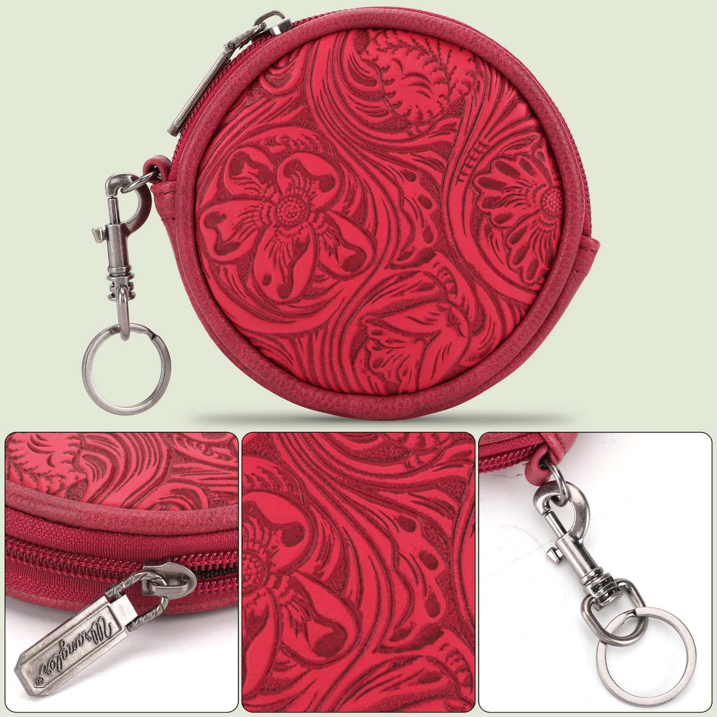 Wrangler Floral Tooled Circular Coin Pouch Bag Charm