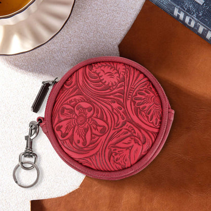 Wrangler Floral Tooled Circular Coin Pouch Bag Charm