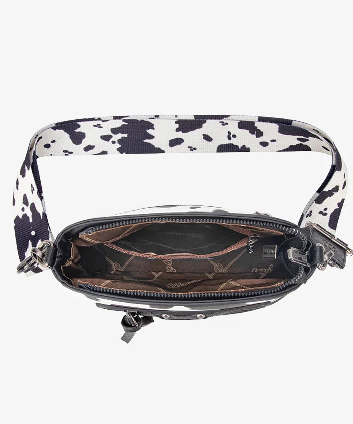 Wrangler Zippered Cow Print Crossbody Bag