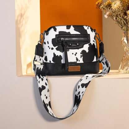 Wrangler Zippered Cow Print Crossbody Bag