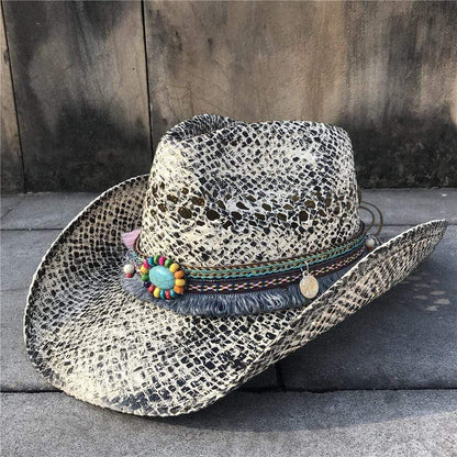 Mock-Snake Design Cowgirl Hat