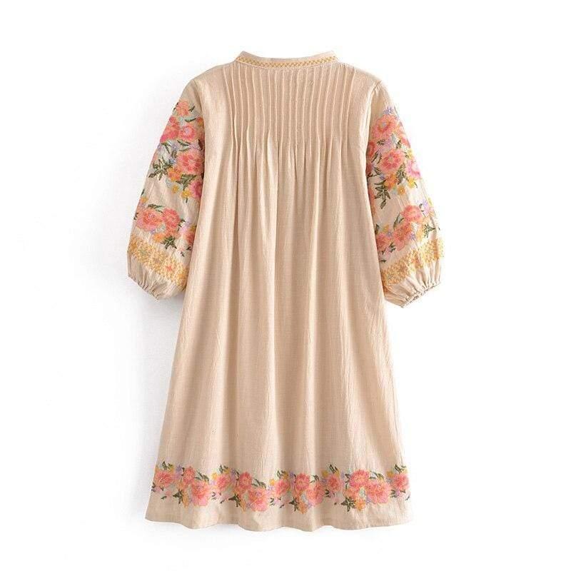 Aegle Tassel Embroidered Mini Dress