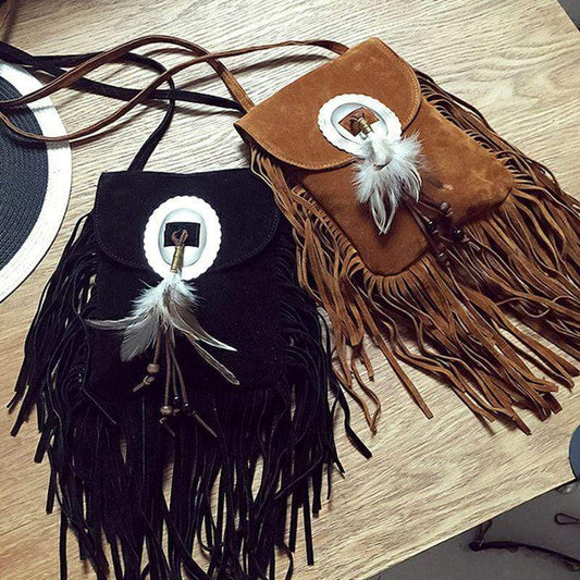 Tassel Suede Crossbody Bag