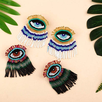 Beaded Evil Eye Earrings