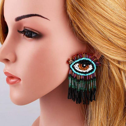 Beaded Evil Eye Earrings