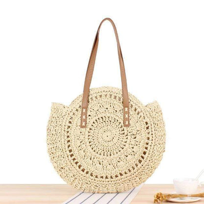 Woven Straw Circular Shoulder Bag