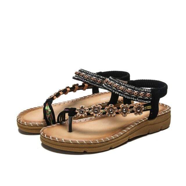 Bohemian Flowers Flat Sandals