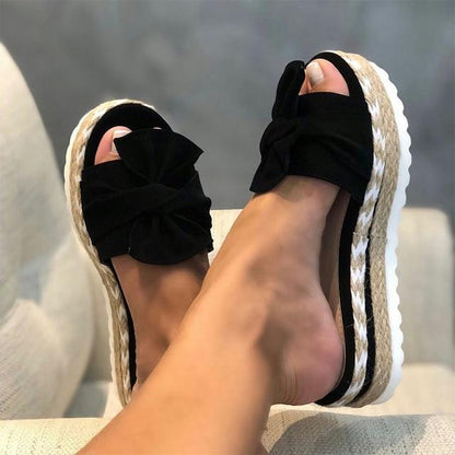 Bowknot Thick Soles Slippers