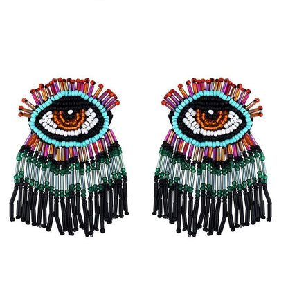 Beaded Evil Eye Earrings