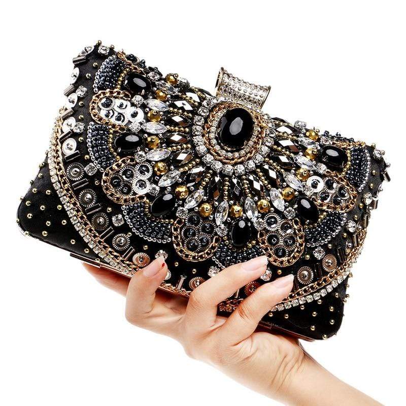 Black Beaded Clutch