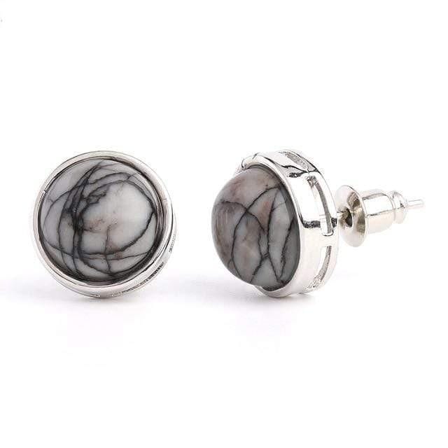 Natural Stone Round Earrings