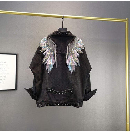 Wings Embroidered Denim Jacket