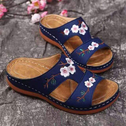 Floral Embroidered Slippers