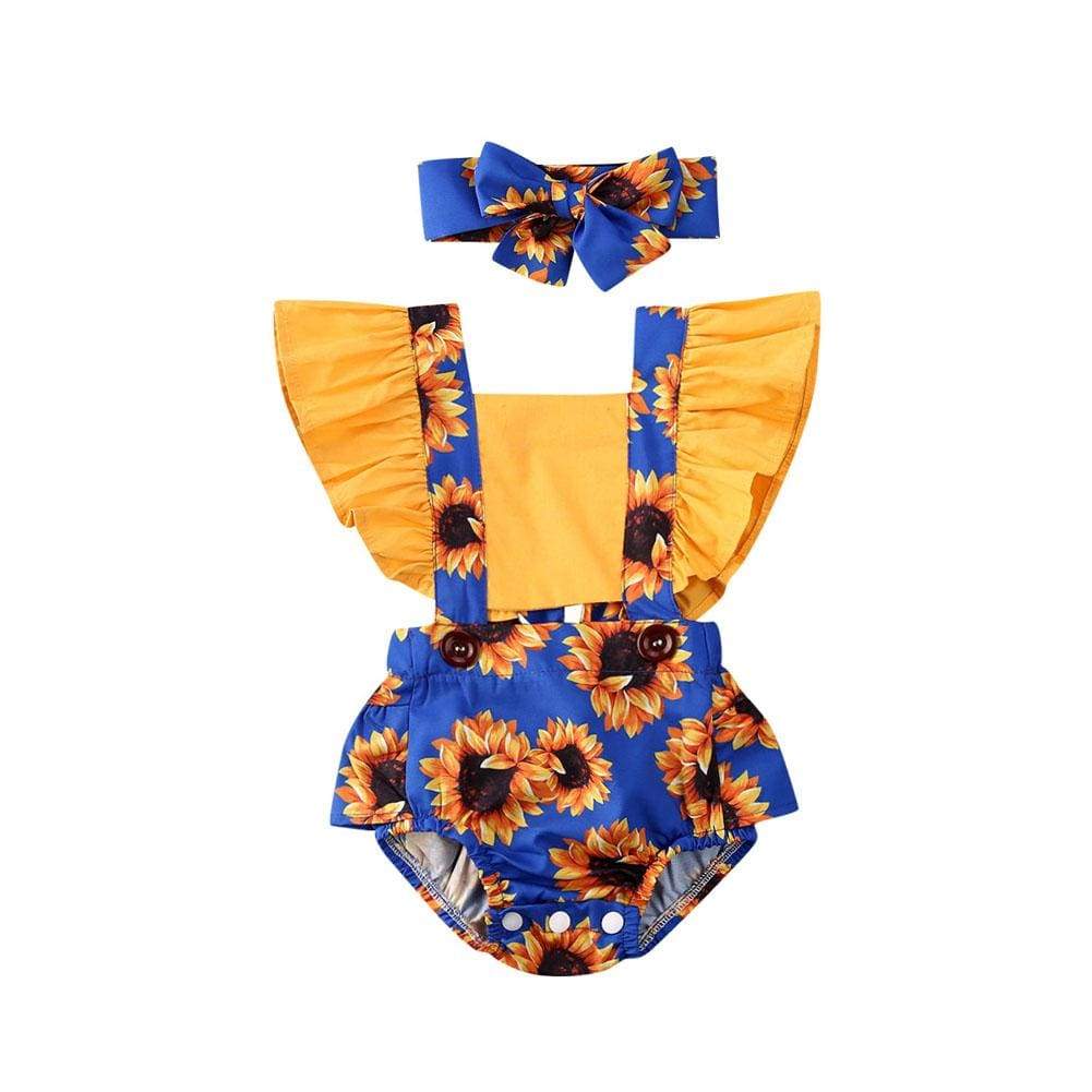 Sunflower Baby Girl Outfit with Headband