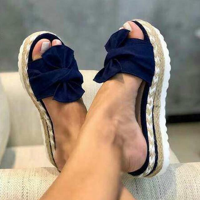 Bowknot Thick Soles Slippers