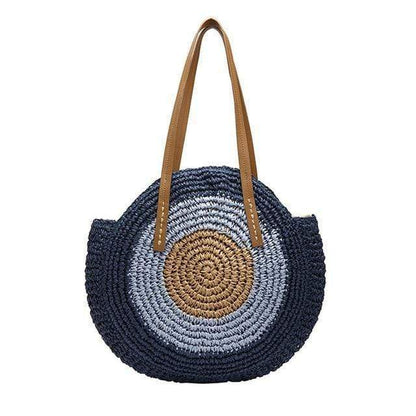 Bohemian Straw Bag with Faux Leather Straps