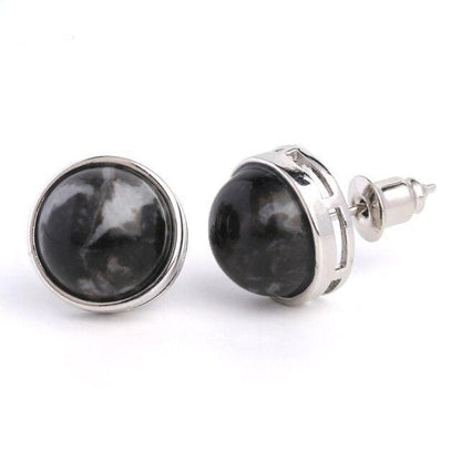 Natural Stone Round Earrings