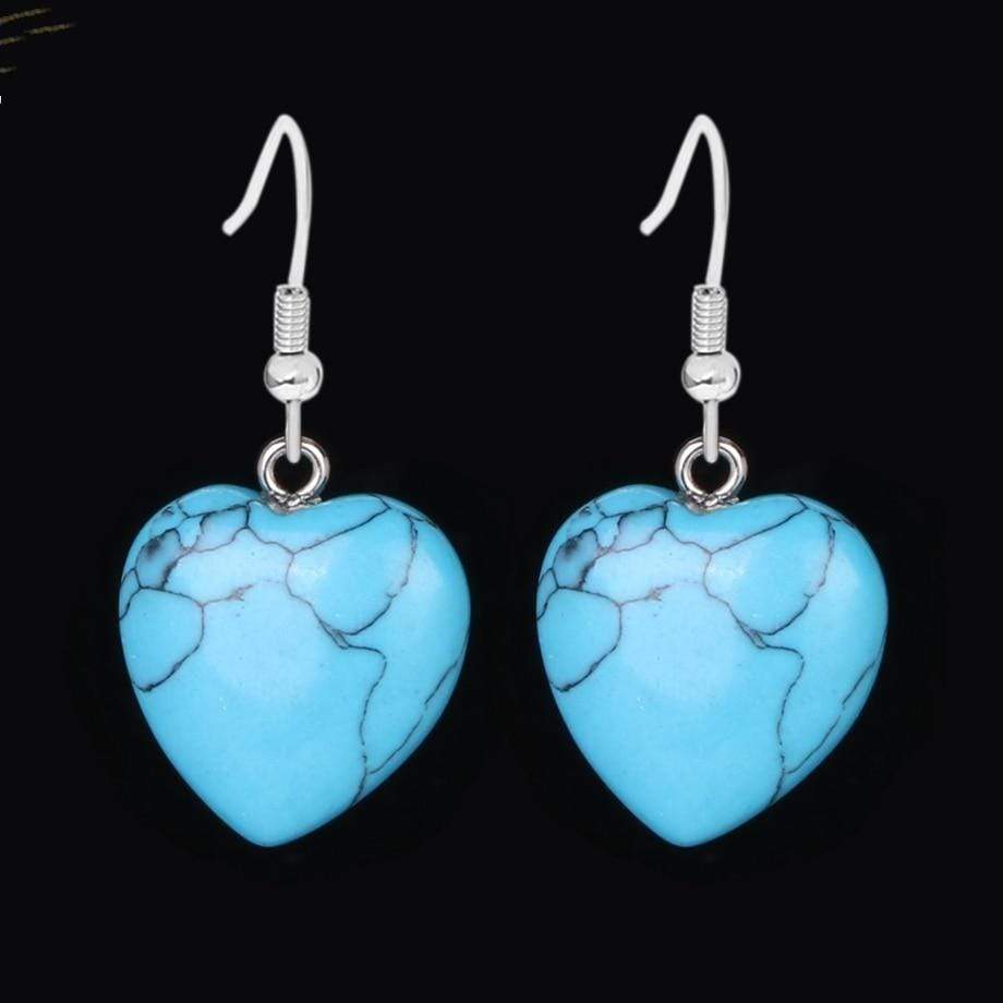 Natural Stones Heart Drop Earrings