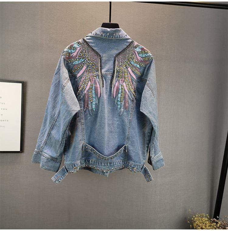 Wings Embroidered Denim Jacket