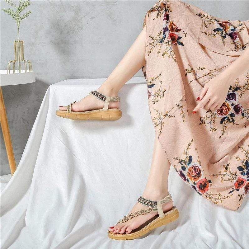 Bohemian Flowers Flat Sandals