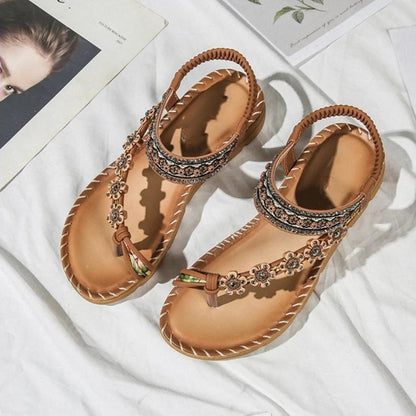 Bohemian Flowers Flat Sandals