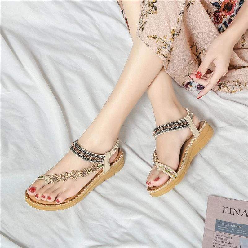 Bohemian Flowers Flat Sandals