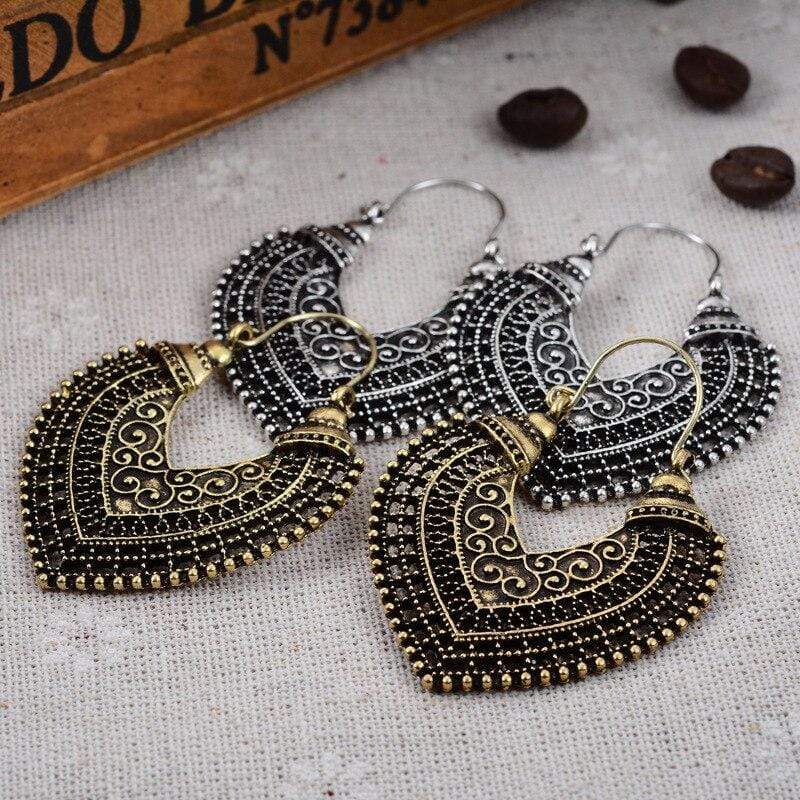 Boho Heart Drop Earrings