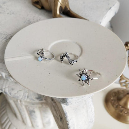 Boho Rings with Opal in Sterling Silver