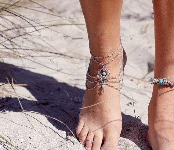 Boho Silver Beach Anklet