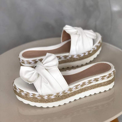 Bowknot Thick Soles Slippers