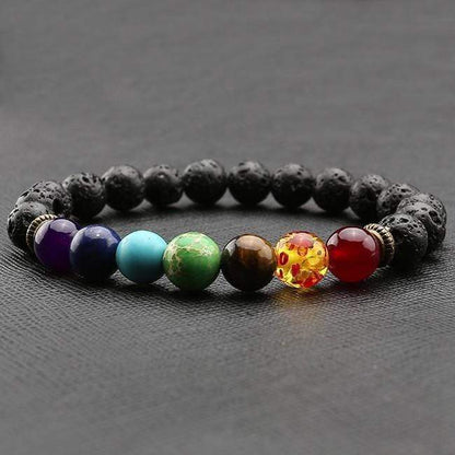 Chakra Healing and Balancing Lava Stone Bracelet