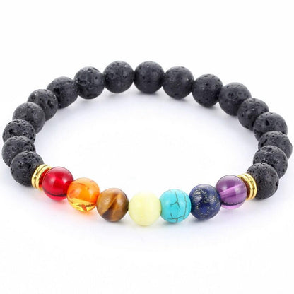 Chakra Healing and Balancing Lava Stone Bracelet