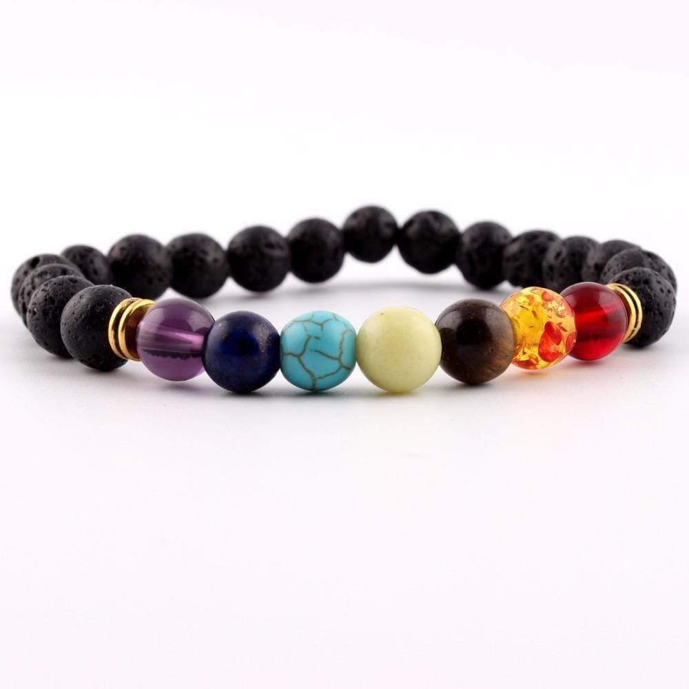 Chakra Healing and Balancing Lava Stone Bracelet