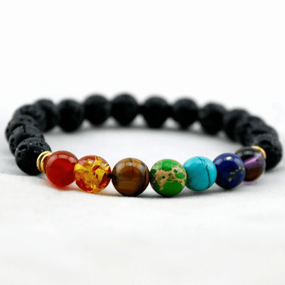 Chakra Healing and Balancing Lava Stone Bracelet