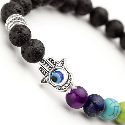 Lavastone Hamsa Chakra Bracelet