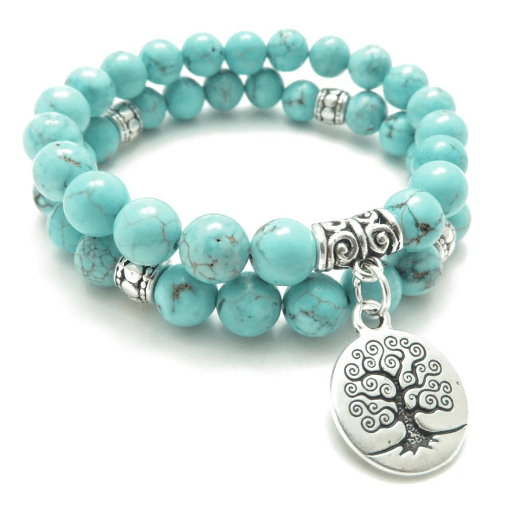 Turquoise Tree of Life Double Bracelet